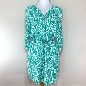 CROWN & IVY | Drawstring Dress Turquoise White